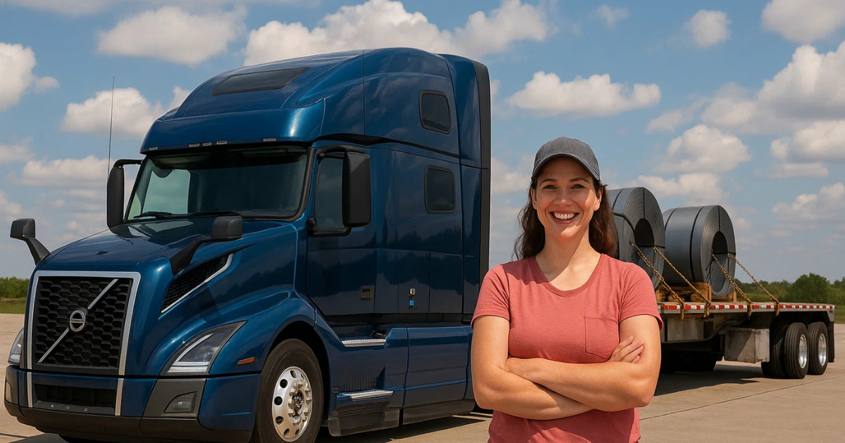 Female trucker representing small fleet success